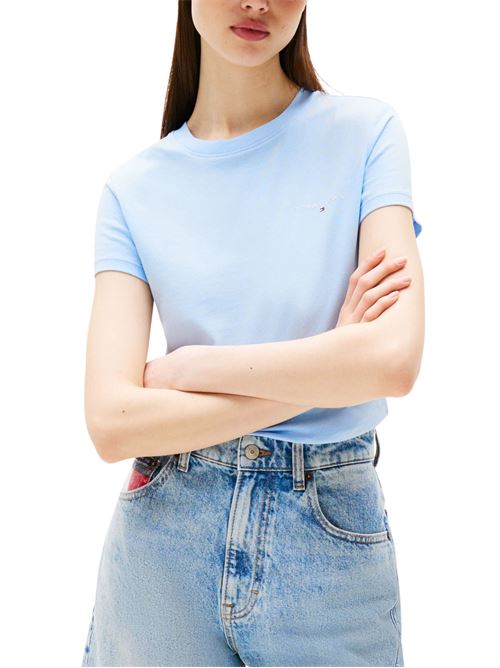 T-shirt celeste in cotone Tommy Jeans | DW0DW21164C1T